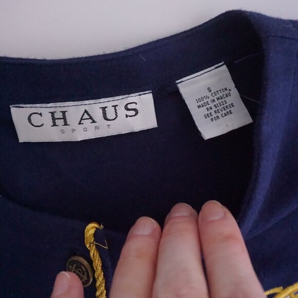 Vintage Chaus Sport Navy Embroidered Nautical Boating Sailing Button Cardigan S - Picture 13 of 13
